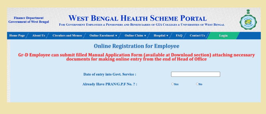 West Bengal Health Scheme registration
