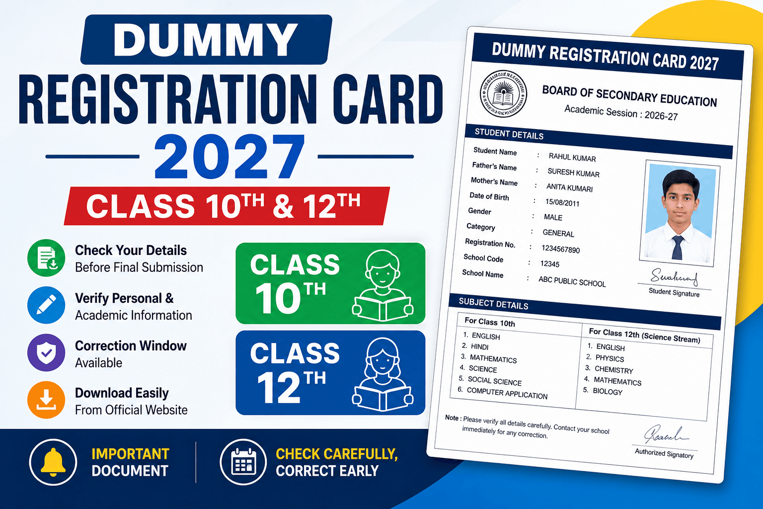 dummy registration card